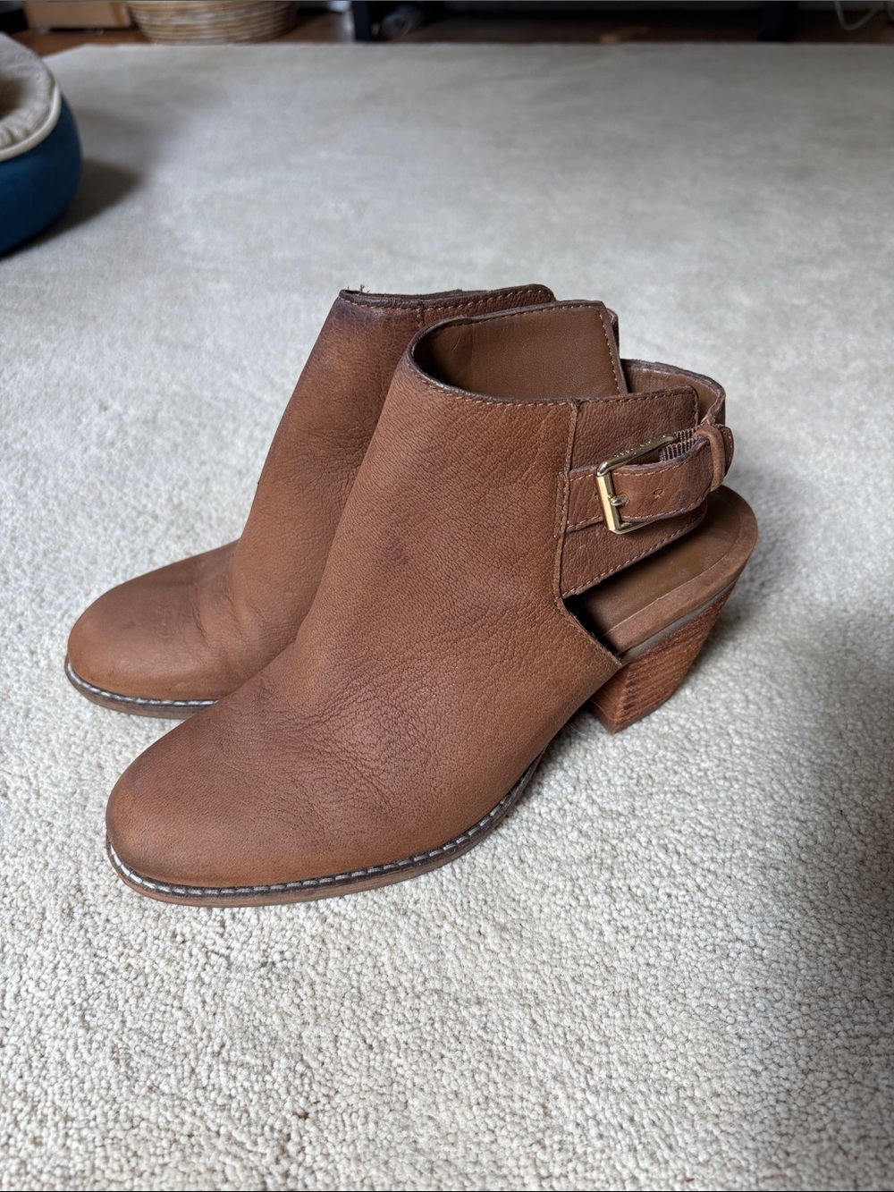 Cole Haan Tan Cutout Heel Ankle Booties